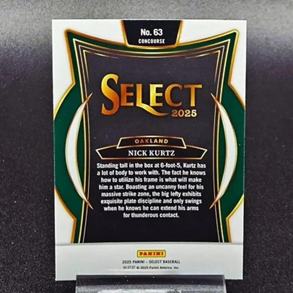 Nick Kurtz Topps Rainbow Foil Select RC Athletics Top Prospect Rookie